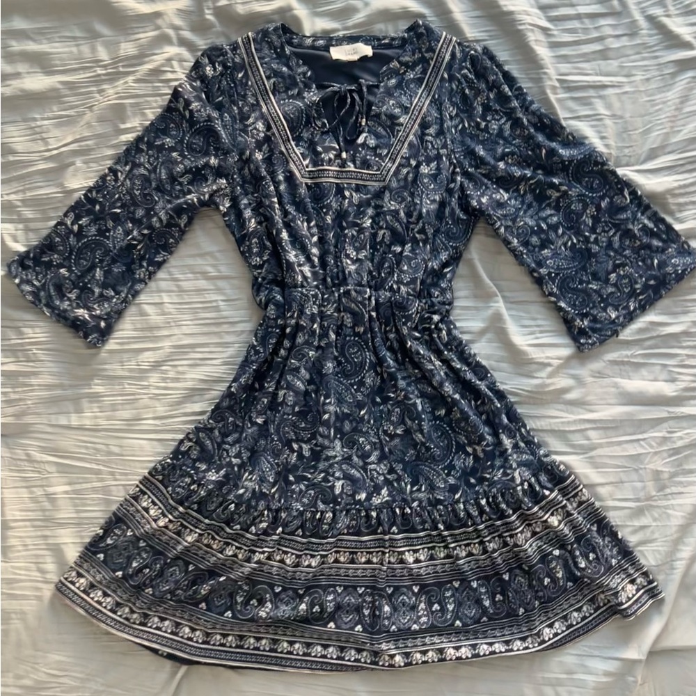 Lucky Brand Blue Paisley Mini Dress